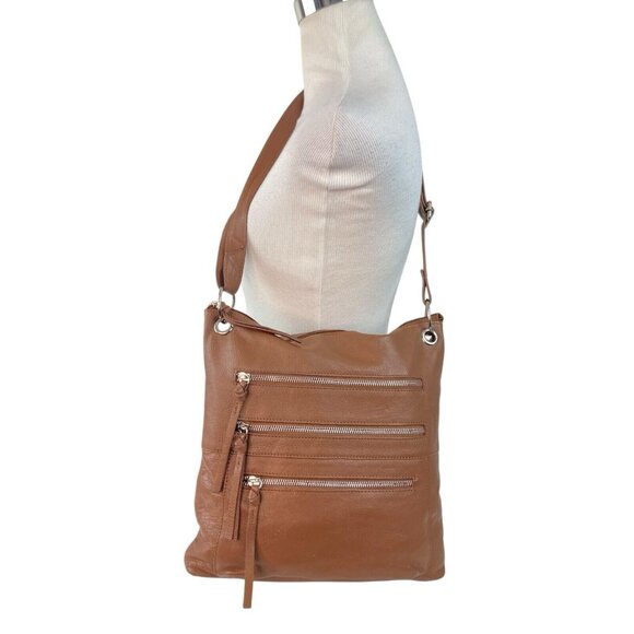 *Great American Leather Works Brown Cow Hide Crossbody Bag Medium Shoulder Purse - Picture 2 of 14